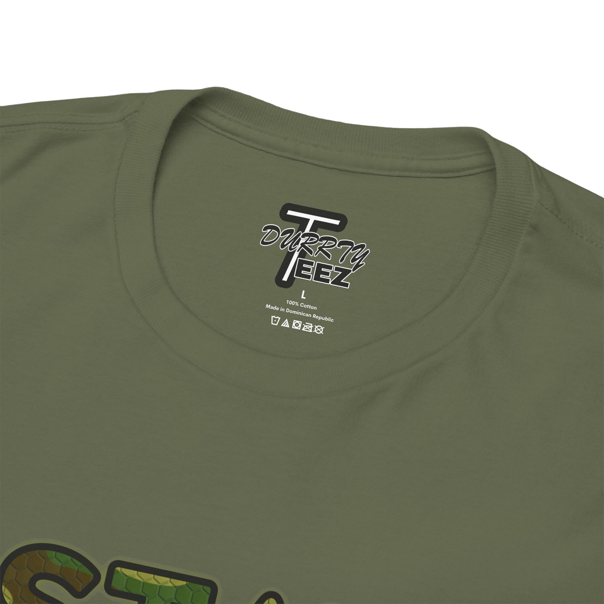 "Stay Based!" Green Camo Graphic Tee