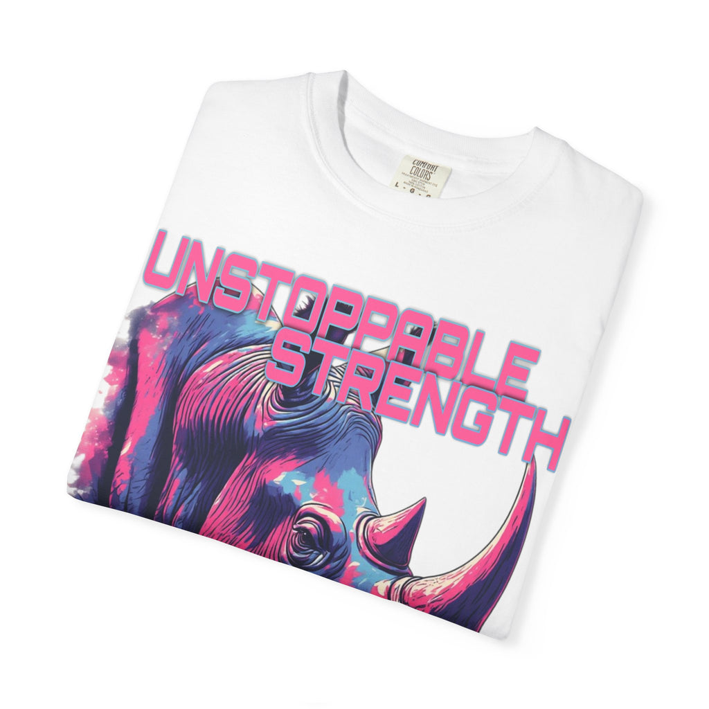 Unstoppable Strength Rhino T-Shirt — Bold Neon