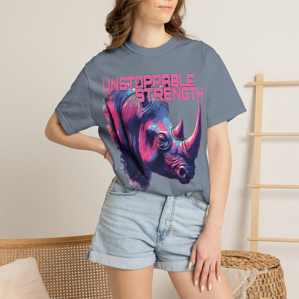Unstoppable Strength Rhino T-Shirt — Bold Neon