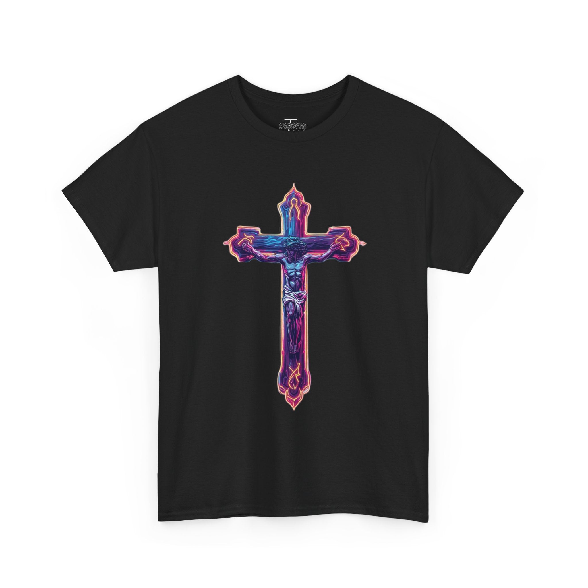 "Self Sacrifice" Neon Christian Cross Graphic Tee