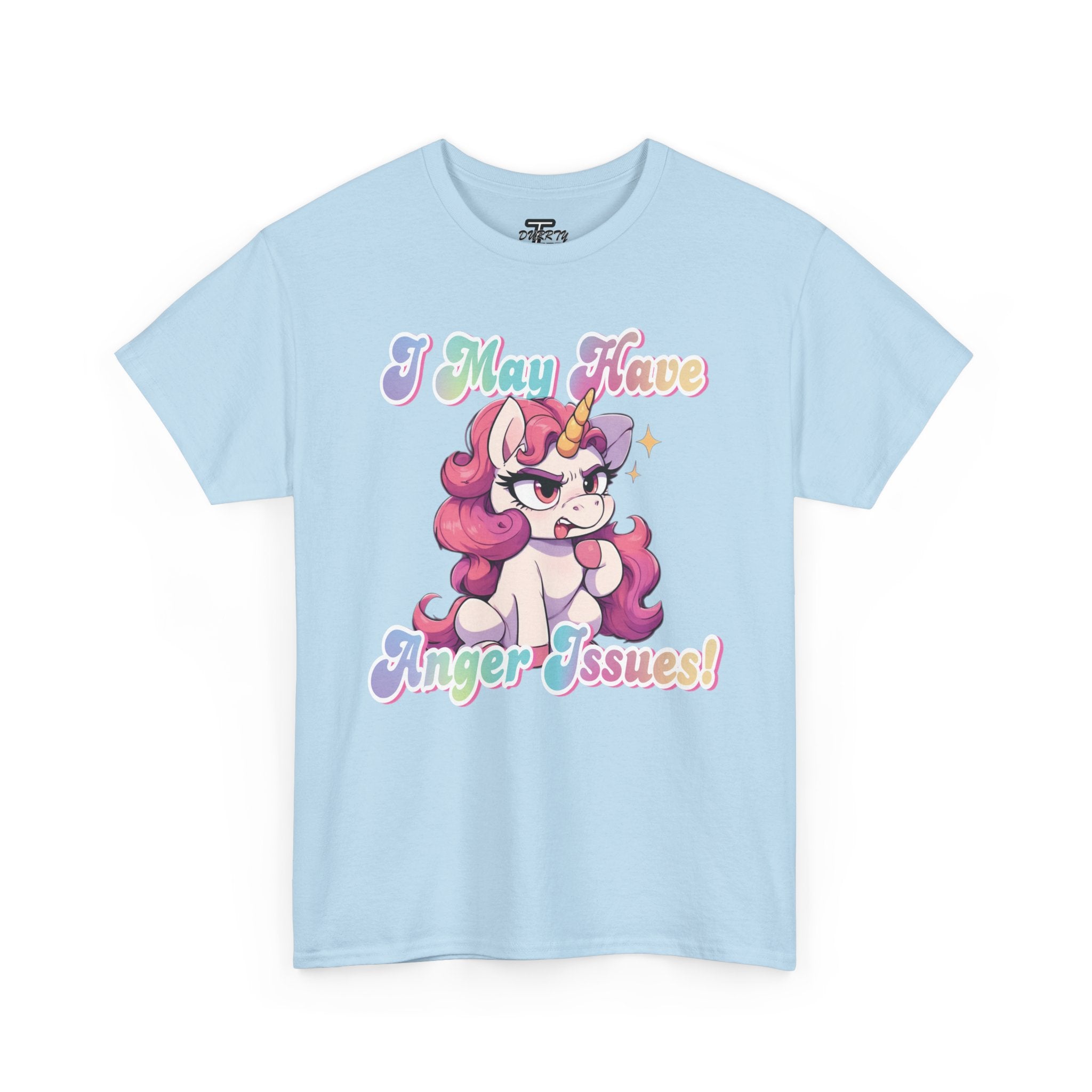 "I May Have Anger Issues" Cute Angry Unicorn Pastel Graphic Tee