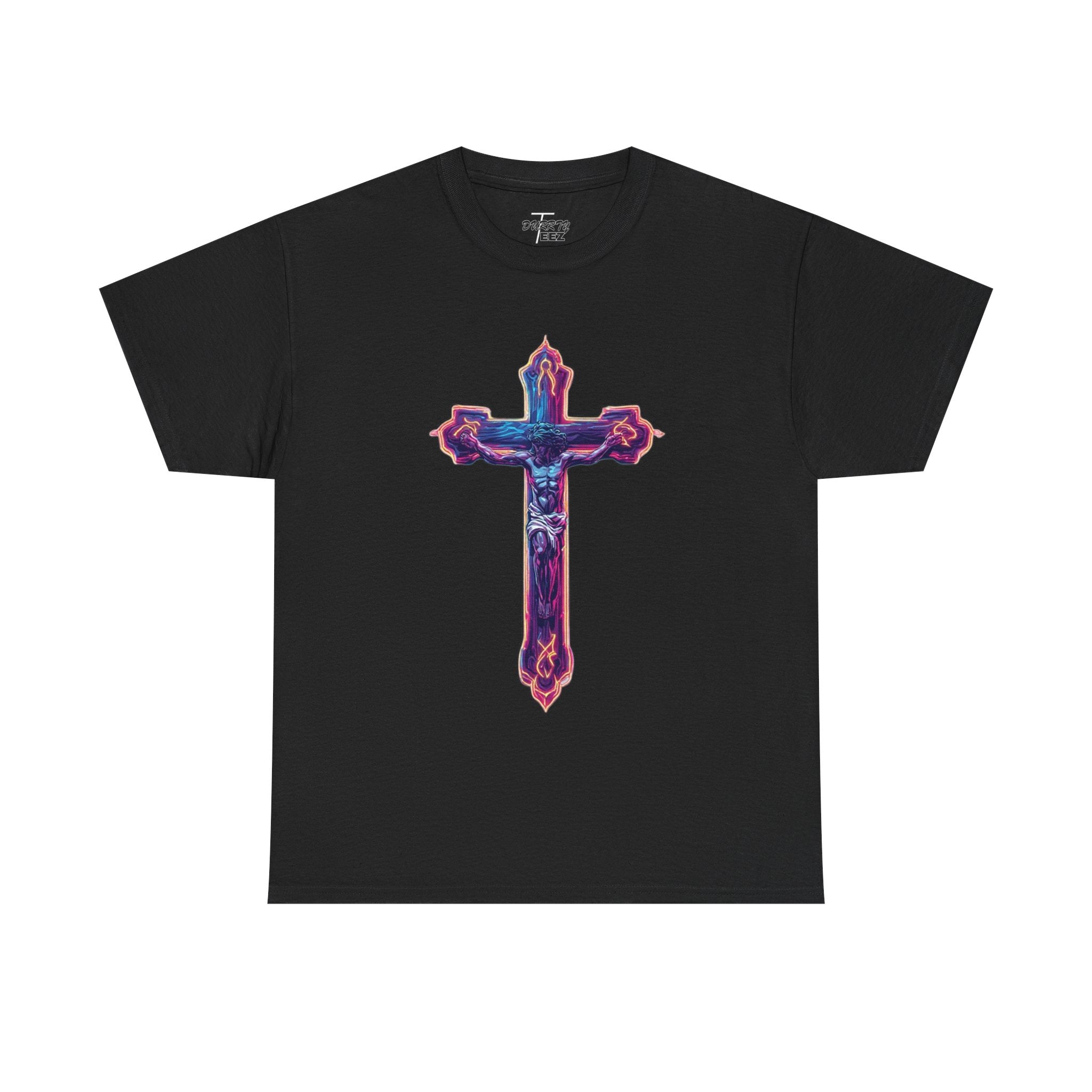 "Self Sacrifice" Neon Christian Cross Graphic Tee
