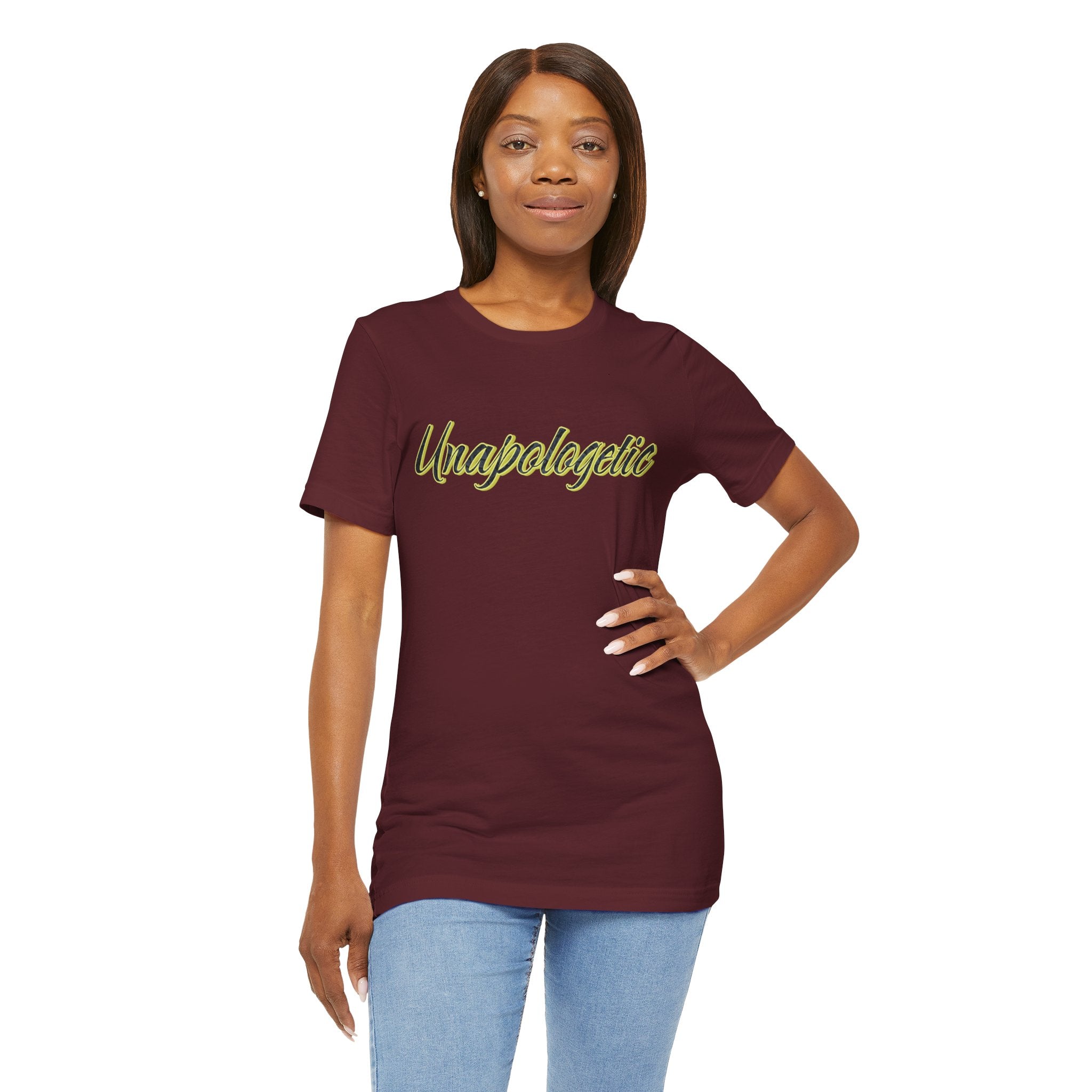 "Unapologetic" Bold Gold Lettering Graphic Tee