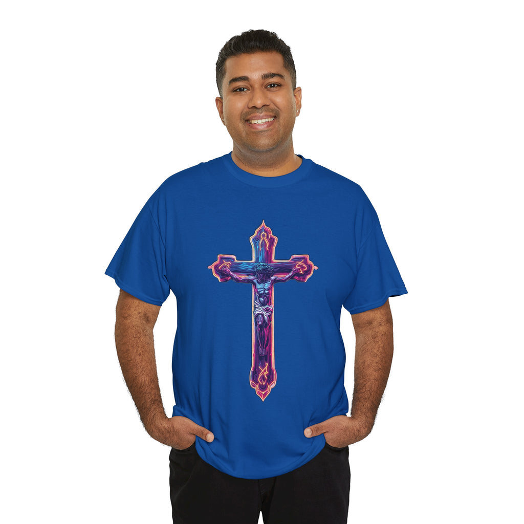 "Self Sacrifice" Neon Christian Cross Graphic Tee
