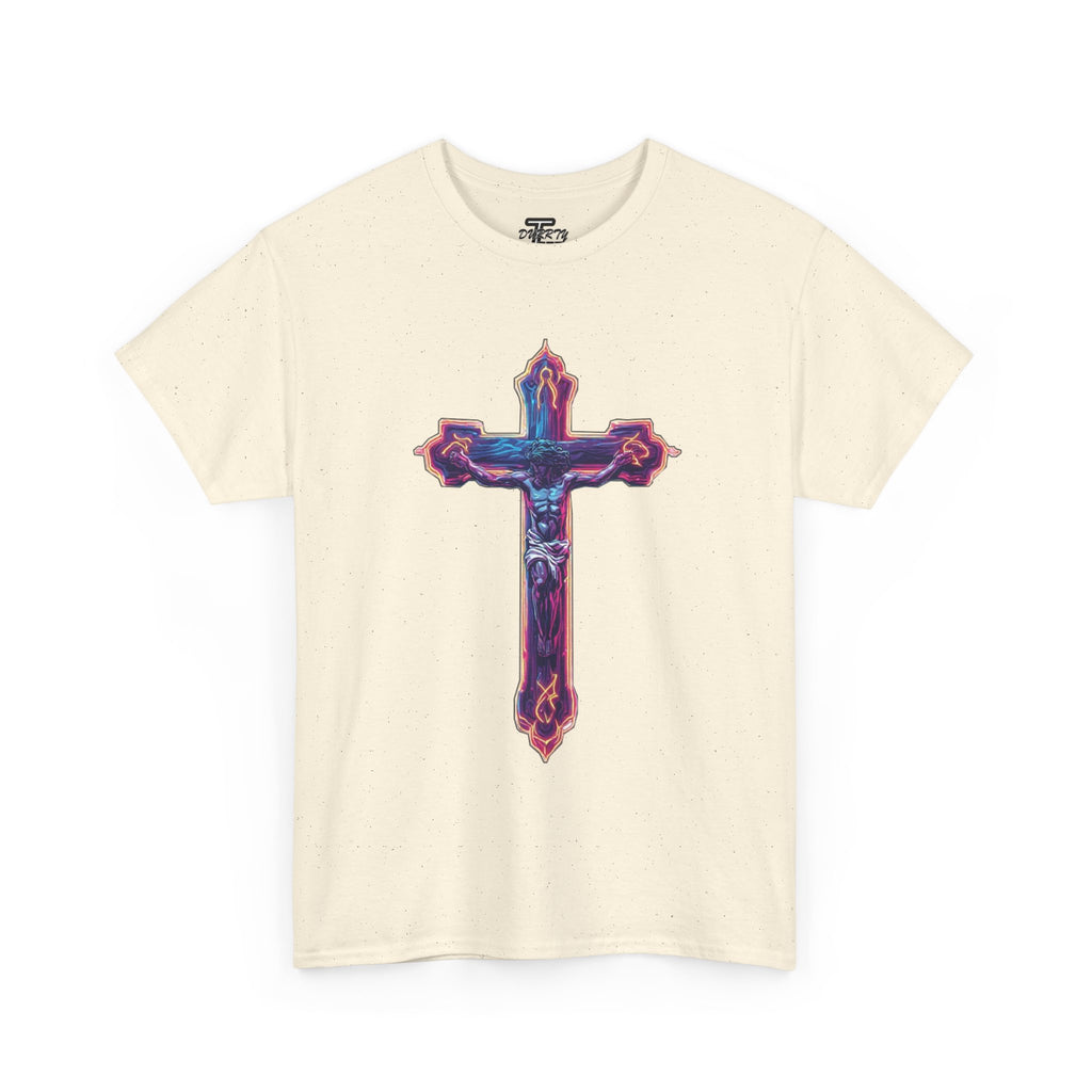 "Self Sacrifice" Neon Christian Cross Graphic Tee
