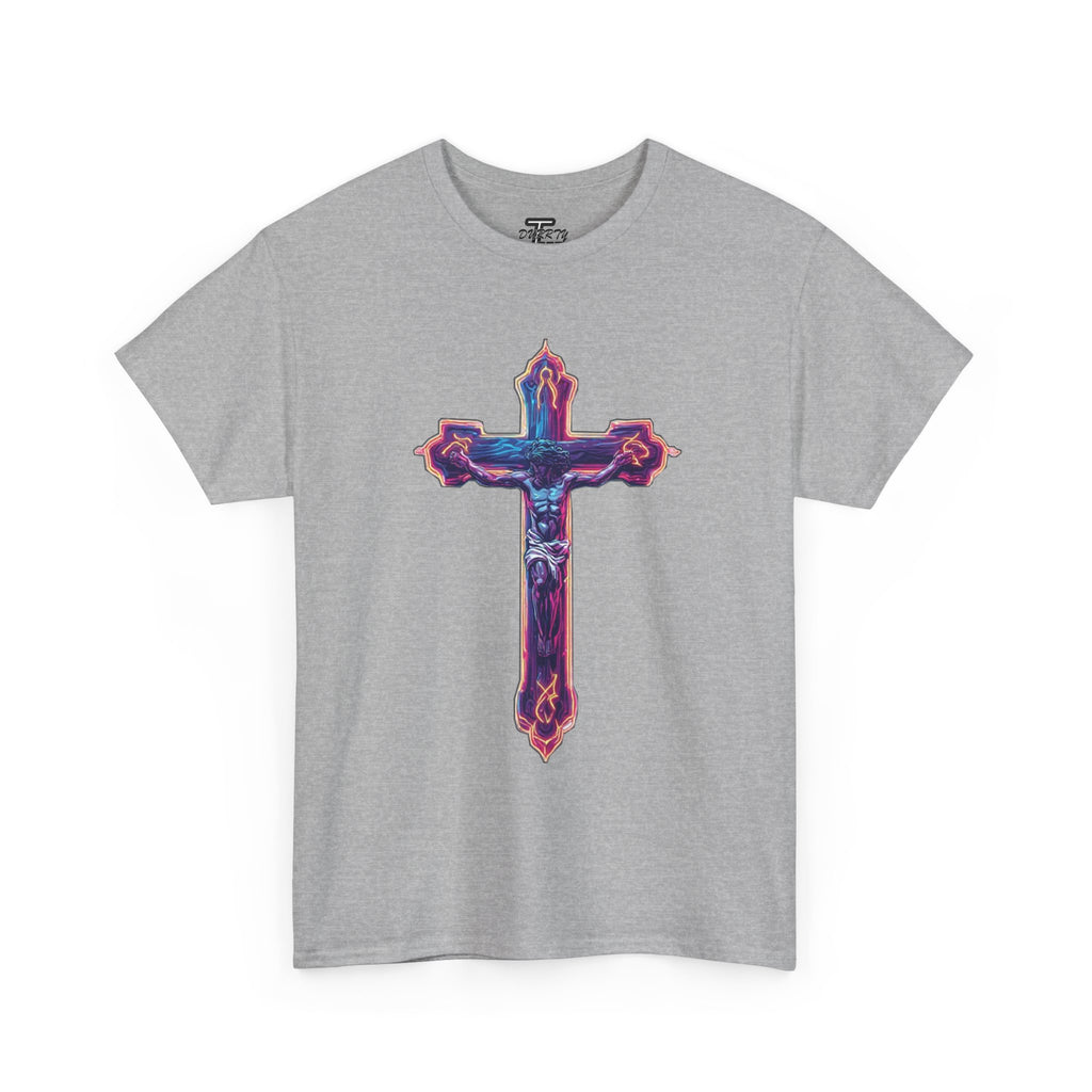 "Self Sacrifice" Neon Christian Cross Graphic Tee