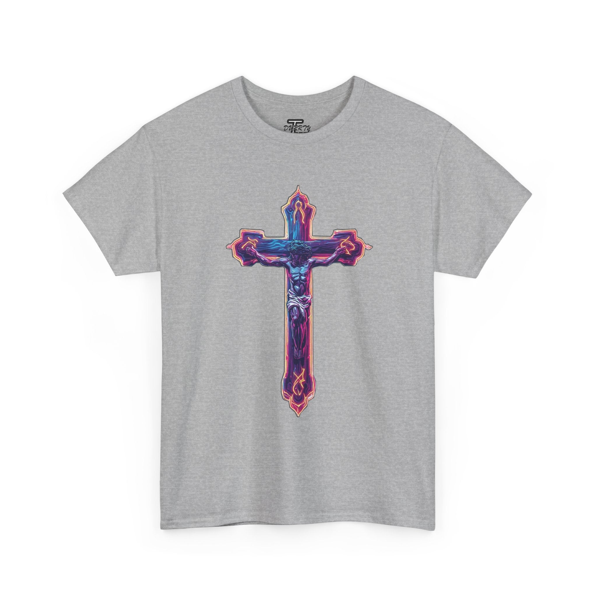 "Self Sacrifice" Neon Christian Cross Graphic Tee
