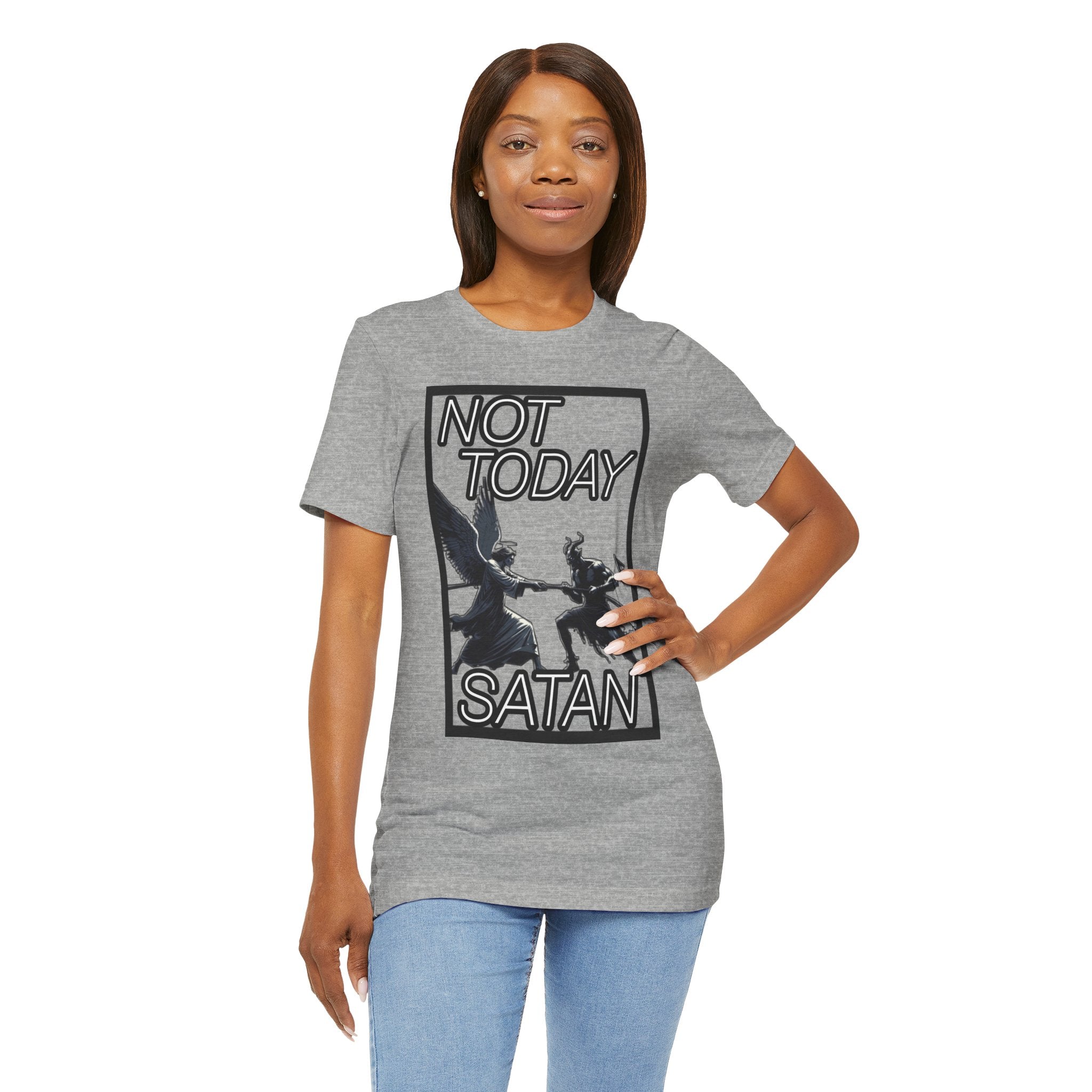 "Not Today Satan" Angel vs Demon Tug Of War Graphic Tee