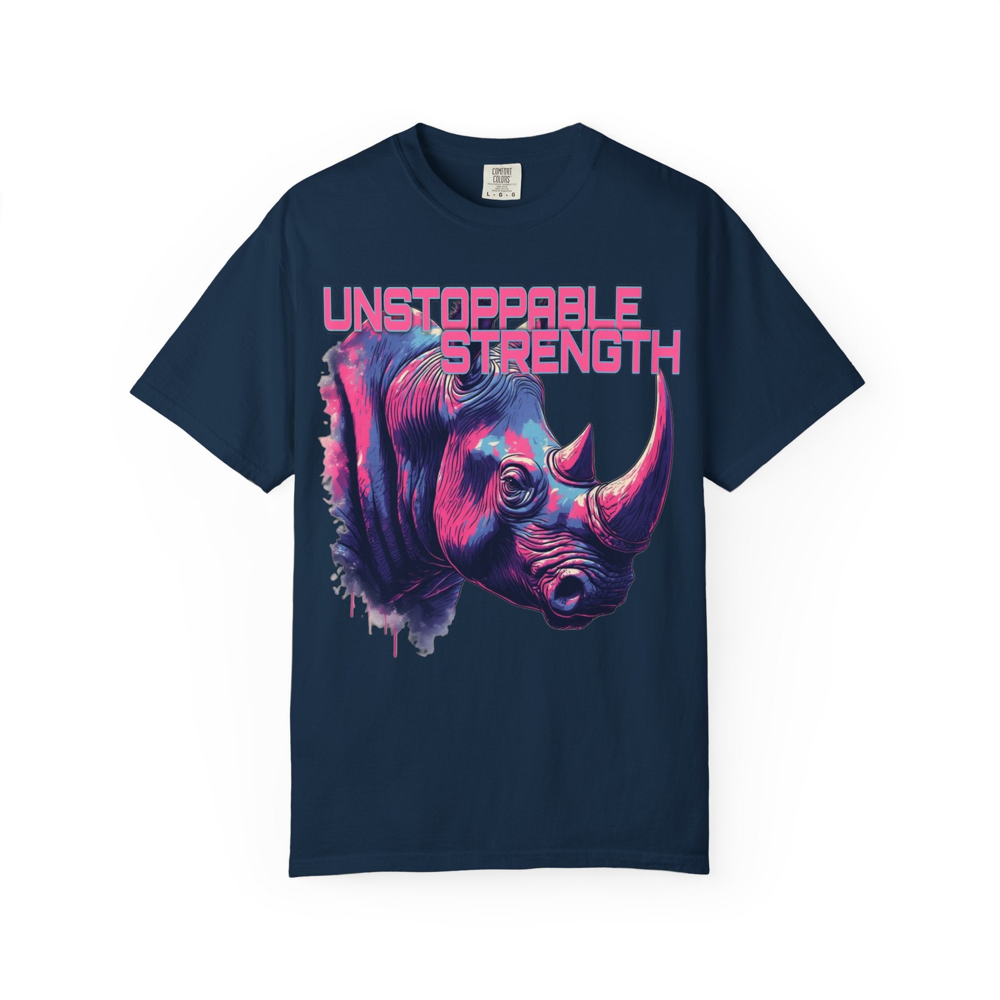 Unstoppable Strength Rhino T-Shirt — Bold Neon