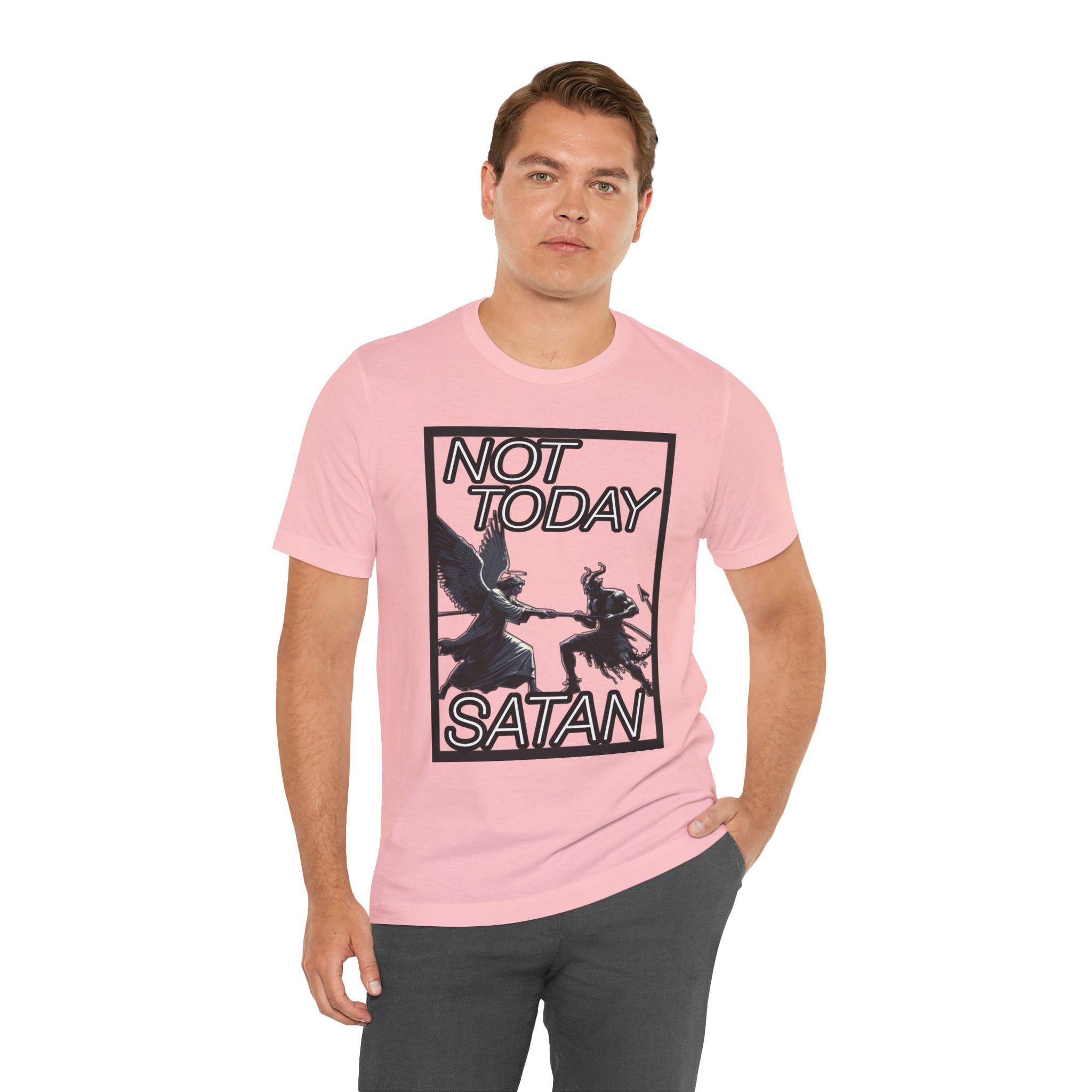"Not Today Satan" Angel vs Demon Tug Of War Graphic Tee