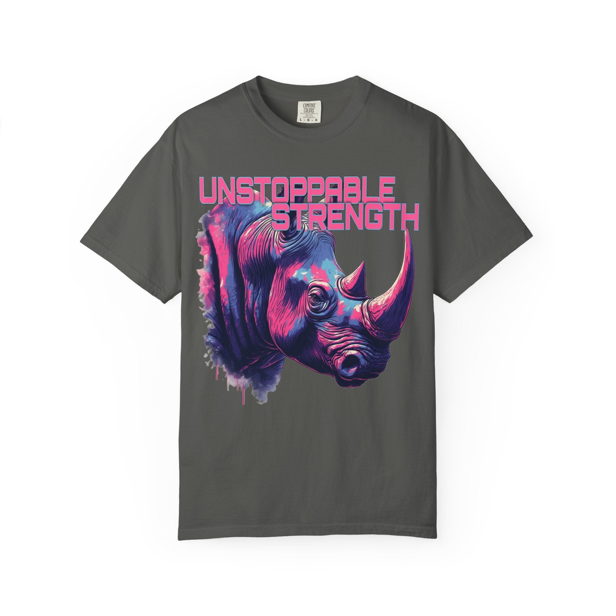 Unstoppable Strength Rhino T-Shirt — Bold Neon
