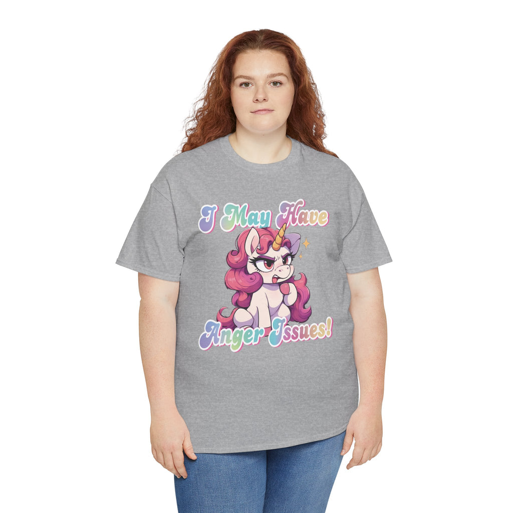 "I May Have Anger Issues" Cute Angry Unicorn Pastel Graphic Tee