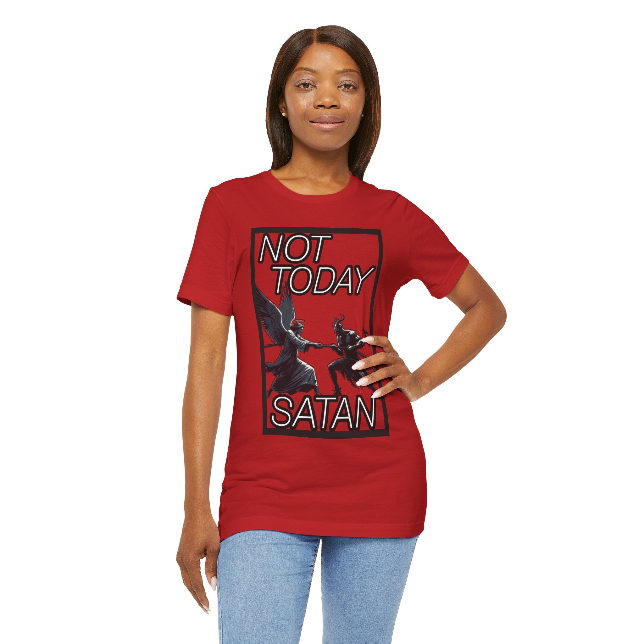 "Not Today Satan" Angel vs Demon Tug Of War Graphic Tee