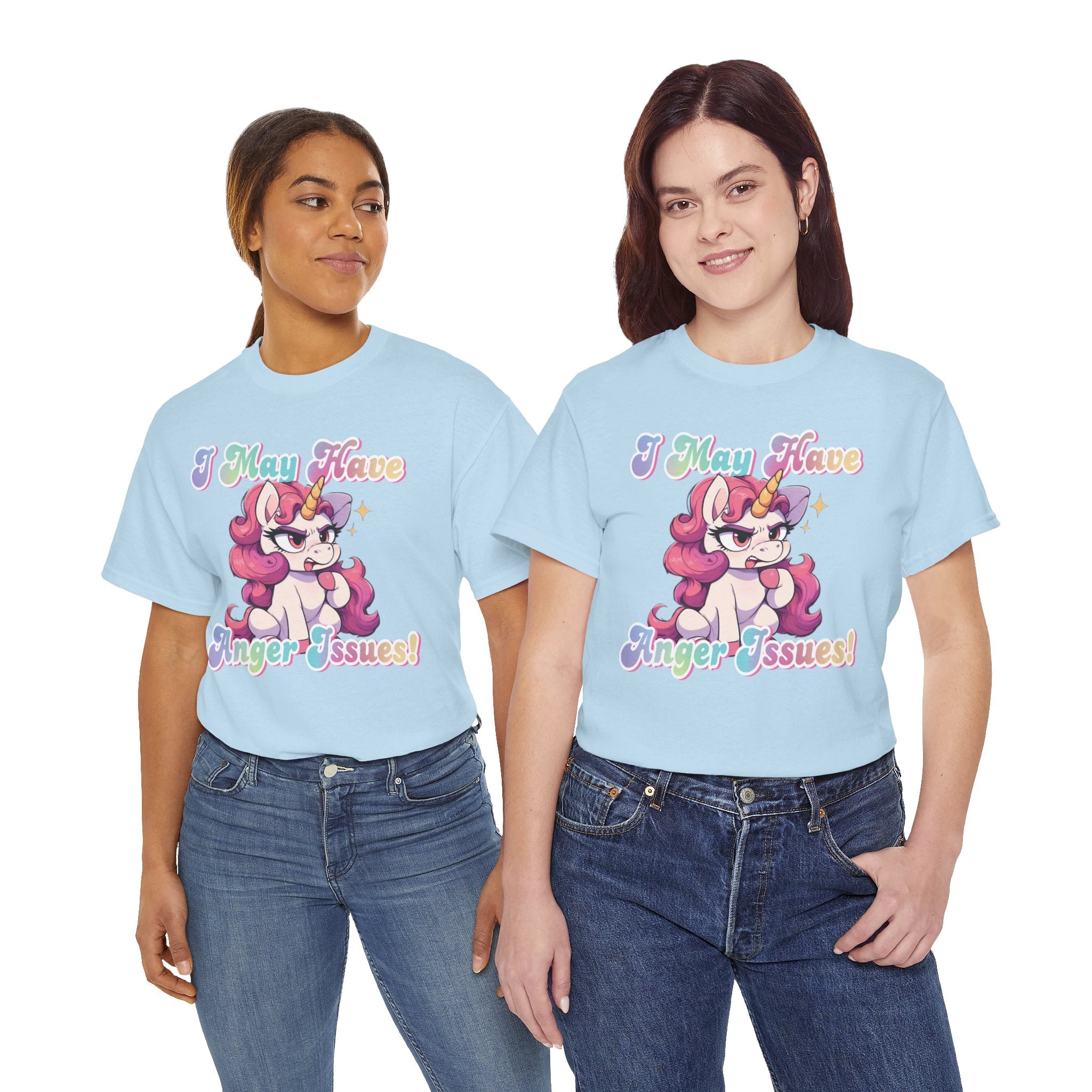 "I May Have Anger Issues" Cute Angry Unicorn Pastel Graphic Tee